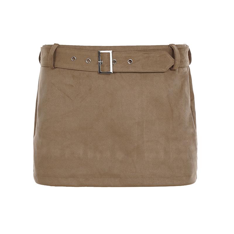 

Стильная юбка из замши и плюша с заниженной талией, облегающая бедра - Уличный стиль, модный образ для девушки Medium