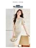 Round Neck Puff Sleeve Slim Fit Midi Dress - Spring/Summer 2026 Women's Professional Commuting Style