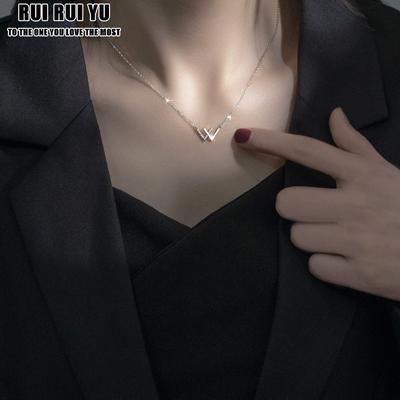 RUI RUI YU Fashion Simple Metal W Letter Short Necklace Women Men Lover's Stainless Steel Choker Hiphop Punk Neck Accessories Jewelry 2022
