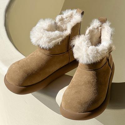 Winter New Potato Boots V-mouth Snow Boots Integrated Fur Winter Warm Comfortable Non-slip Short Boots