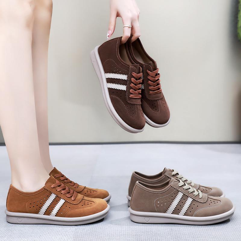 Women's Shoes New Versatile Trend German Training Shoes Lace-up Shallow Mouth Casual Shoes Retro Single Shoes Soft-soled Shoes Women's