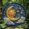 1pc Vintage Sun Moon Metal Wall Art 8x8 Inch Aluminum Sign Celestial Star Design