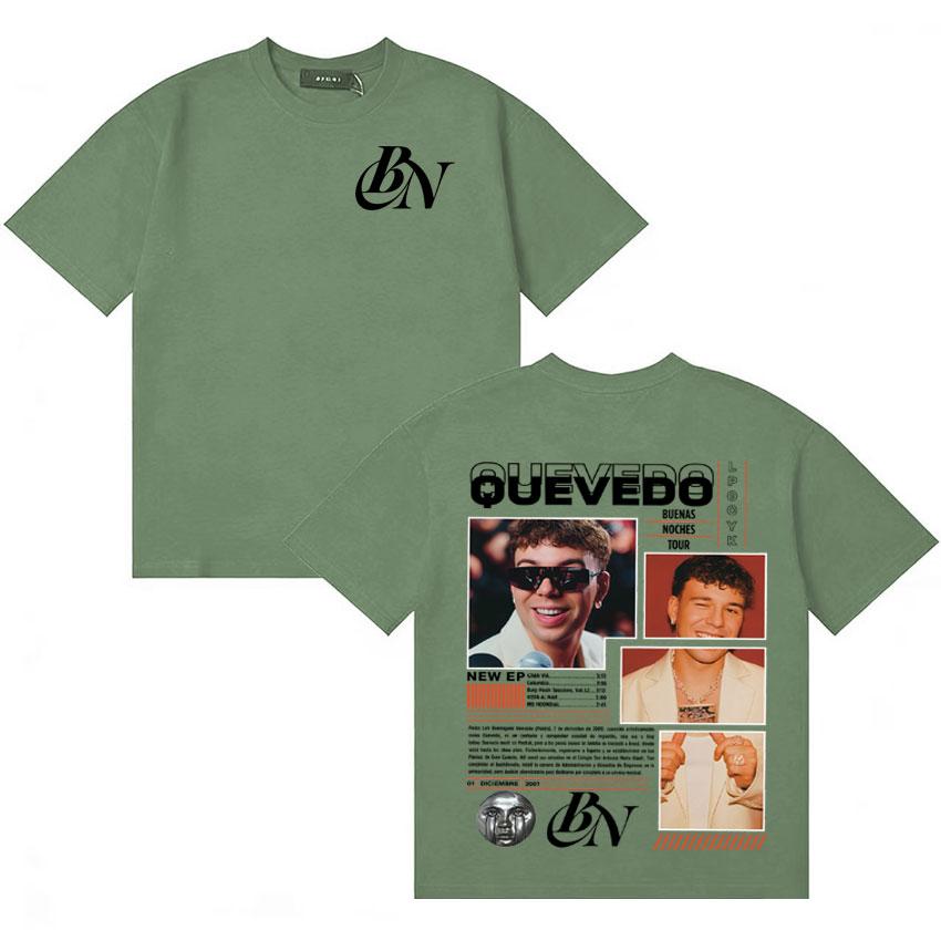 Rapper QUEVEDO BUENAS NOCHES Music Tshirt Unisex Women Fashion Crewneck Tshirts Casual Loose Y2K Short Sleeve T Shirt Fans Gift