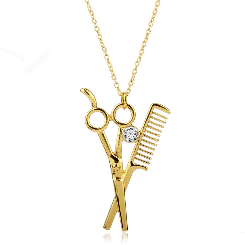 Trendy Hairdresser Necklace: Scissors, Comb, Hair Dryer Pendant