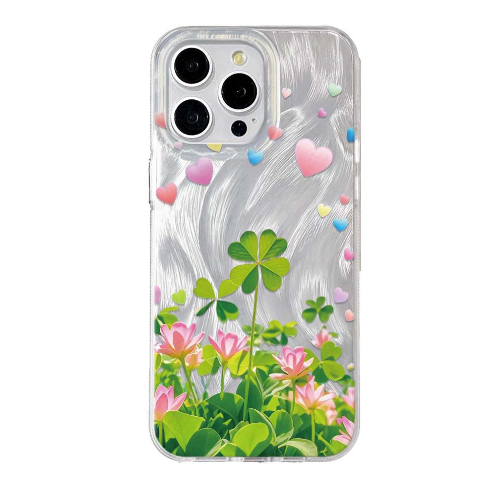 Lucky Clover Phone Case For iPhone 16 11 13 15 Pro Max 14 Plus 12 14promax 13promax 16E X XR 7 8 Silicone Shine Covers