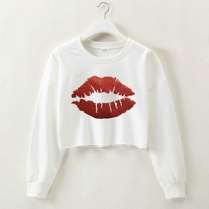 

Европейская и американская женская толстовка с длинным рукавом и принтом губ для осени и зимы Large