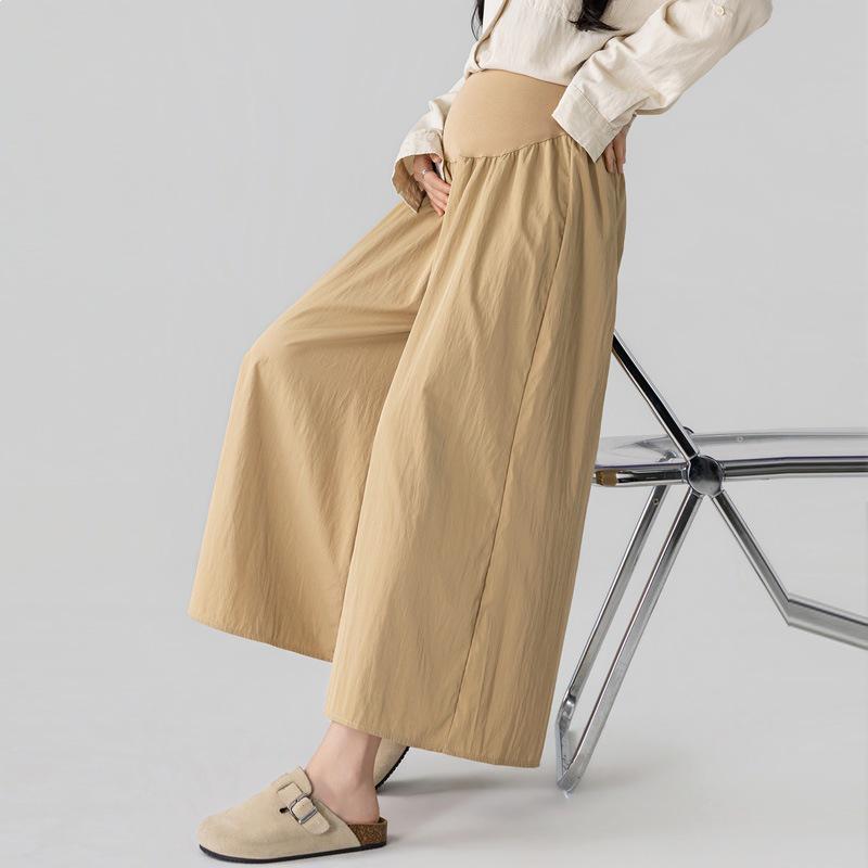 Maternity Spring/Summer Wide-Leg Cropped Pants for Petites - Supportive and Loose-Fit XL хаки