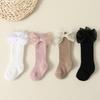 4pairs/set New Autumn Baby Girls Socks 0-2Y Infant Bow Solid Color Mid-tube Socks Baby Accessories