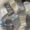 Bow Socks Women'S Mid-Tube Socks Spring And Autumn Cotton Socks Girl Cute White Ballet Style Spring Stockings