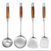 Stainless Steel Kitchen Utensil Set Heat Resistant Natural Wooden Handles Dishwasher Safe Cooking Tools for New Home Gift