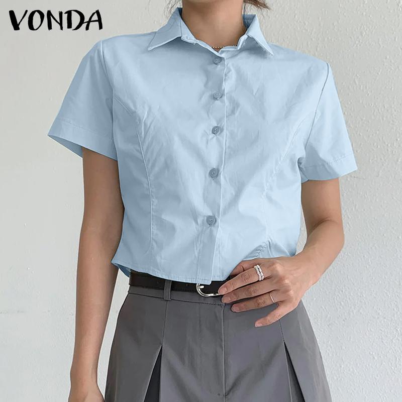 

Летние женские рубашки с коротким рукавом VONDA, повседневные топы
