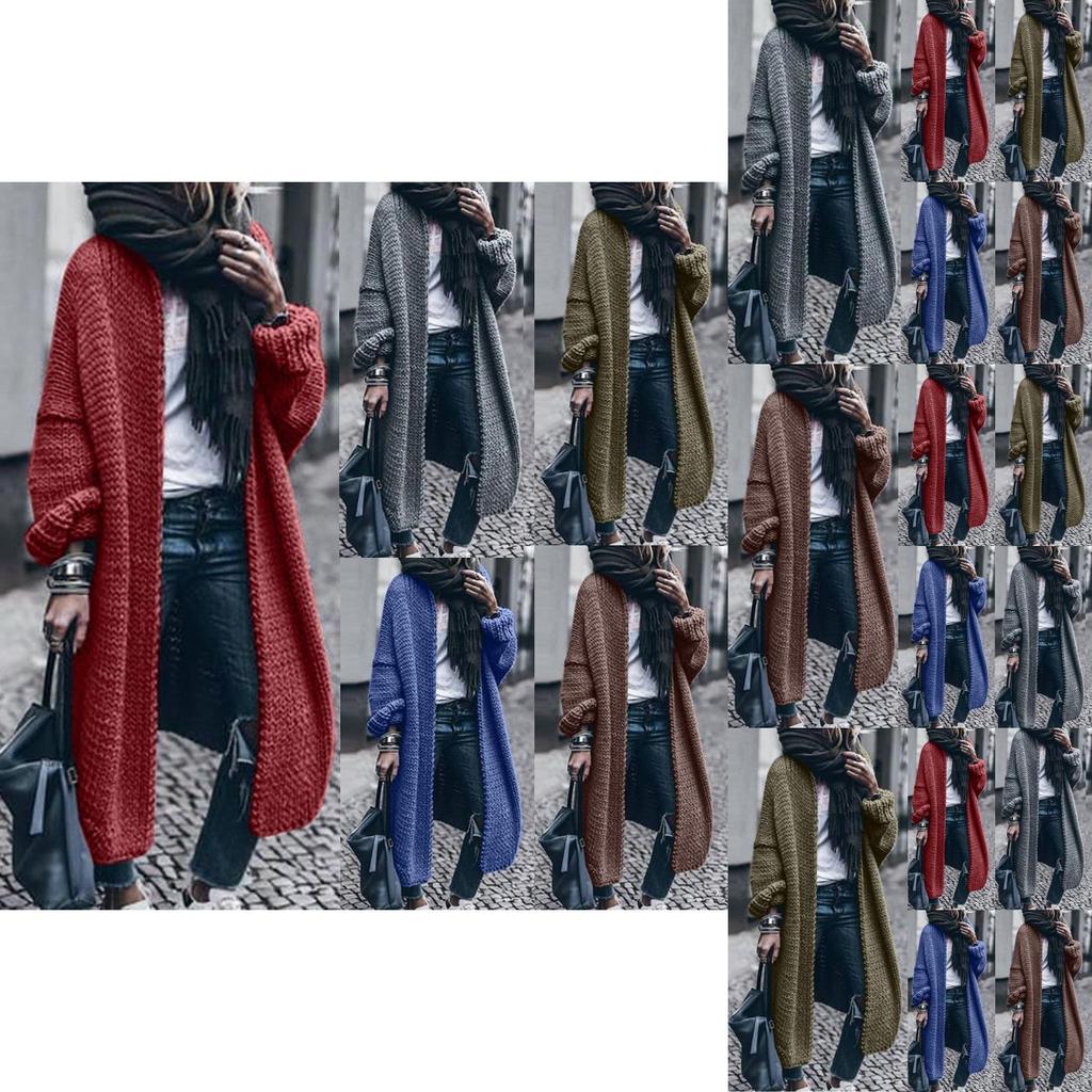 Stylish Women Plain Loose Sweater Cardigan Featuring Soft Chunky Knitted Fabric