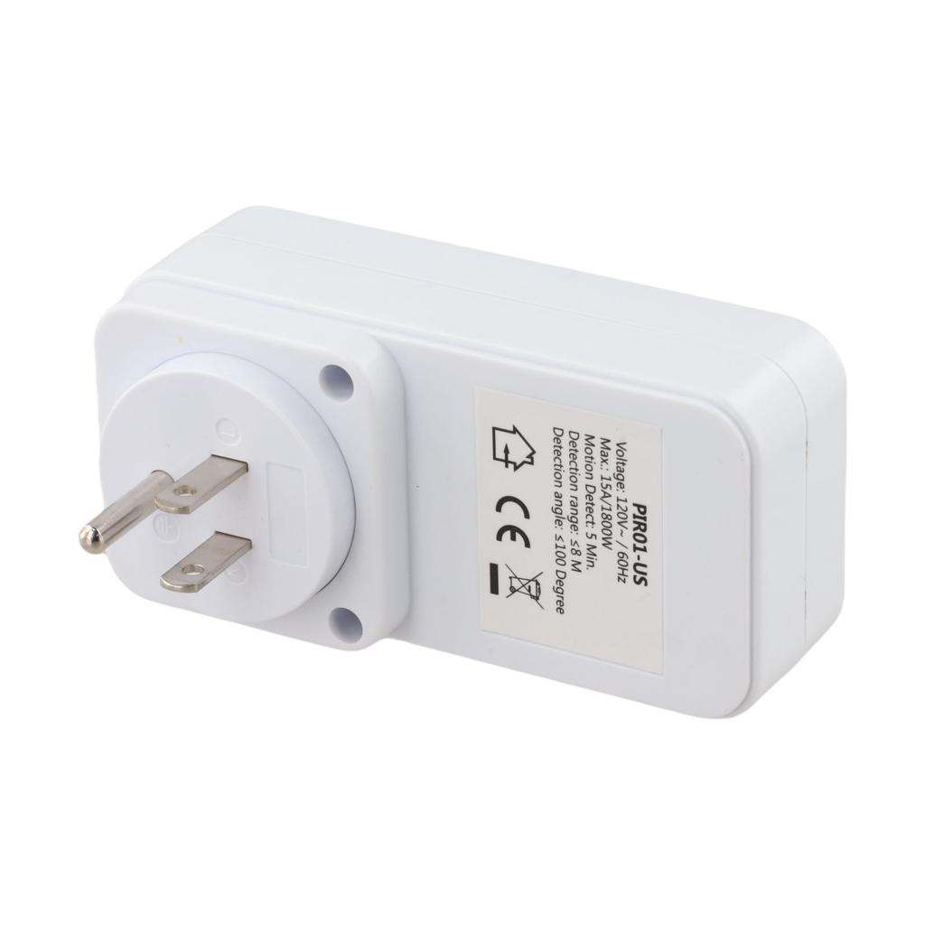 Motion Detection Sensor Power Socket Switch 110V 1800W for Security Lighting In Garages Hallways and Living Rooms