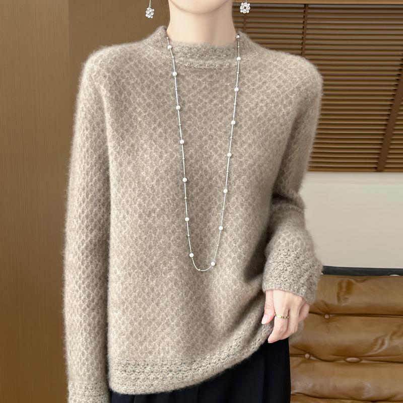 Women's Cashmere Sweater Qinghe Cashmere 30% Cashmere 70% Wool Autumn and Winter Pullover Warm and Fashionable