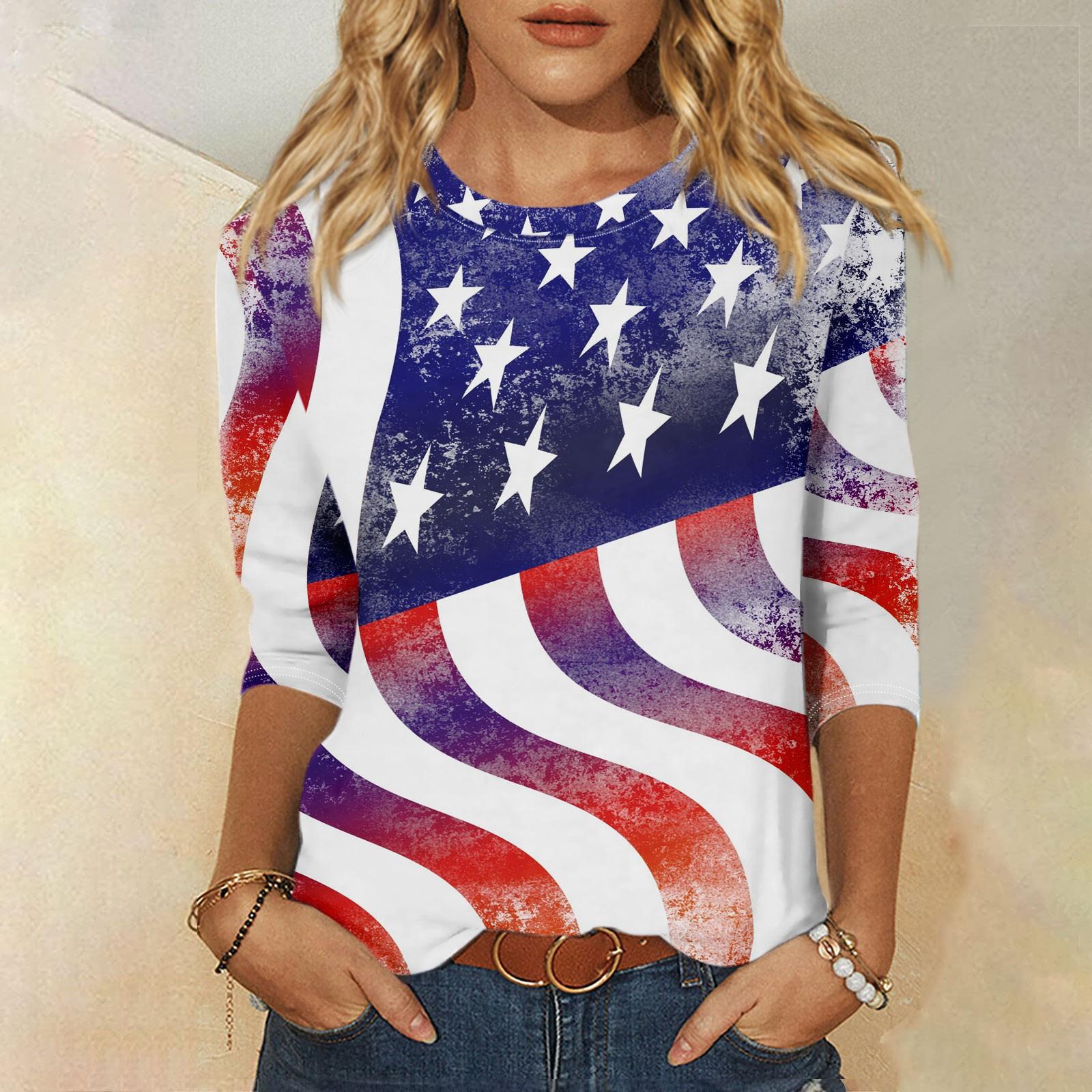 

Женская модная повседневная свободная футболка с круглым вырезом и рукавами 3/4 с принтом, женский топ XXXL