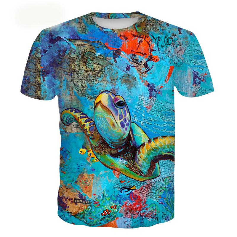 

Tortoise Fish Pattern T-Shirt For Men Marine Animals 3D Printed Tees Summer Casual Short Sleeves Kids T Shirts S