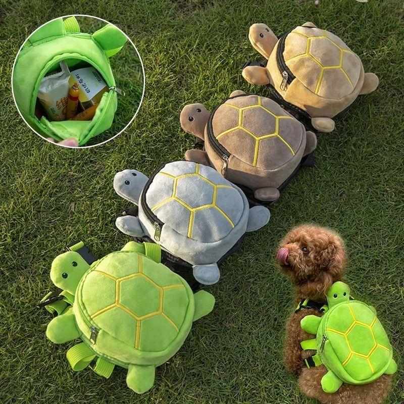 Pet Backpack Soft Turtle Shape Dog Backpack Cartoon Adjustable Puppy School Bag Large Capacity Portable Pet Carrier Bag Outdoor