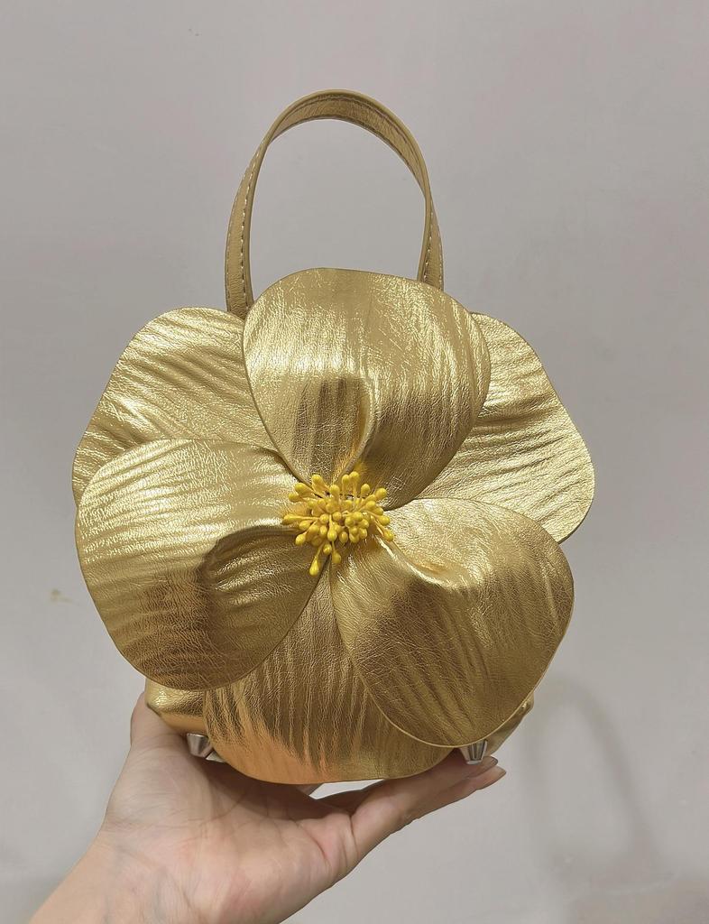 Französische Blütenblatt-Blumen-Handtasche - Frühlings-Tragetasche & Umhängetasche mit Kette für Damen