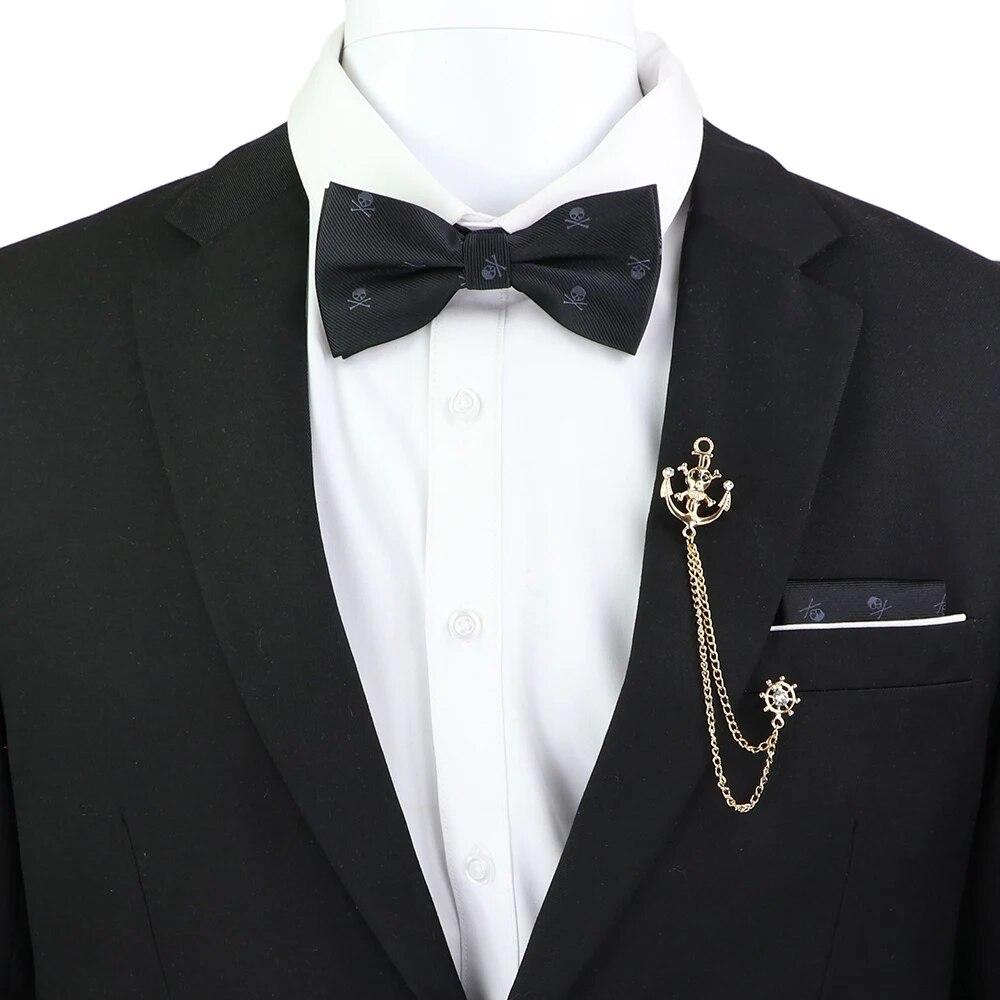 Набір краваток-метеликів, візерунок із зображенням черепа-дракона, чоловіки, платок із метеликами, брошка з китицями, весілля, вечірка на Хелловін,