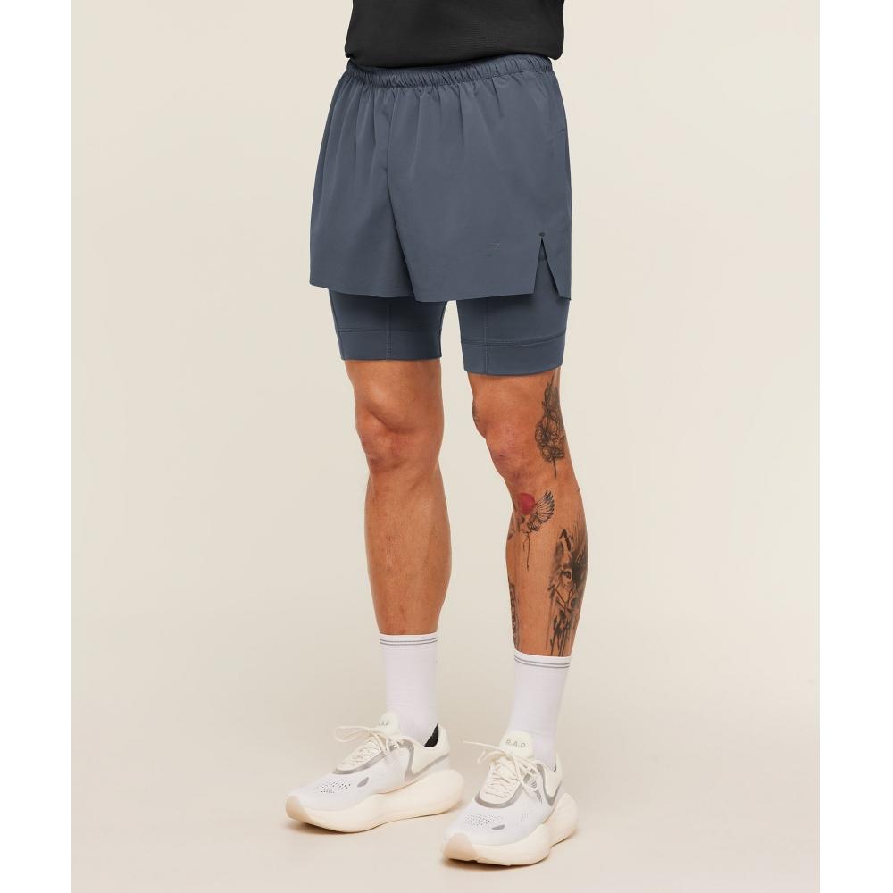 Gymshark RunnIng Elite 2 In 1 5  Shorts Titanium Blue A1c9z Ucmq