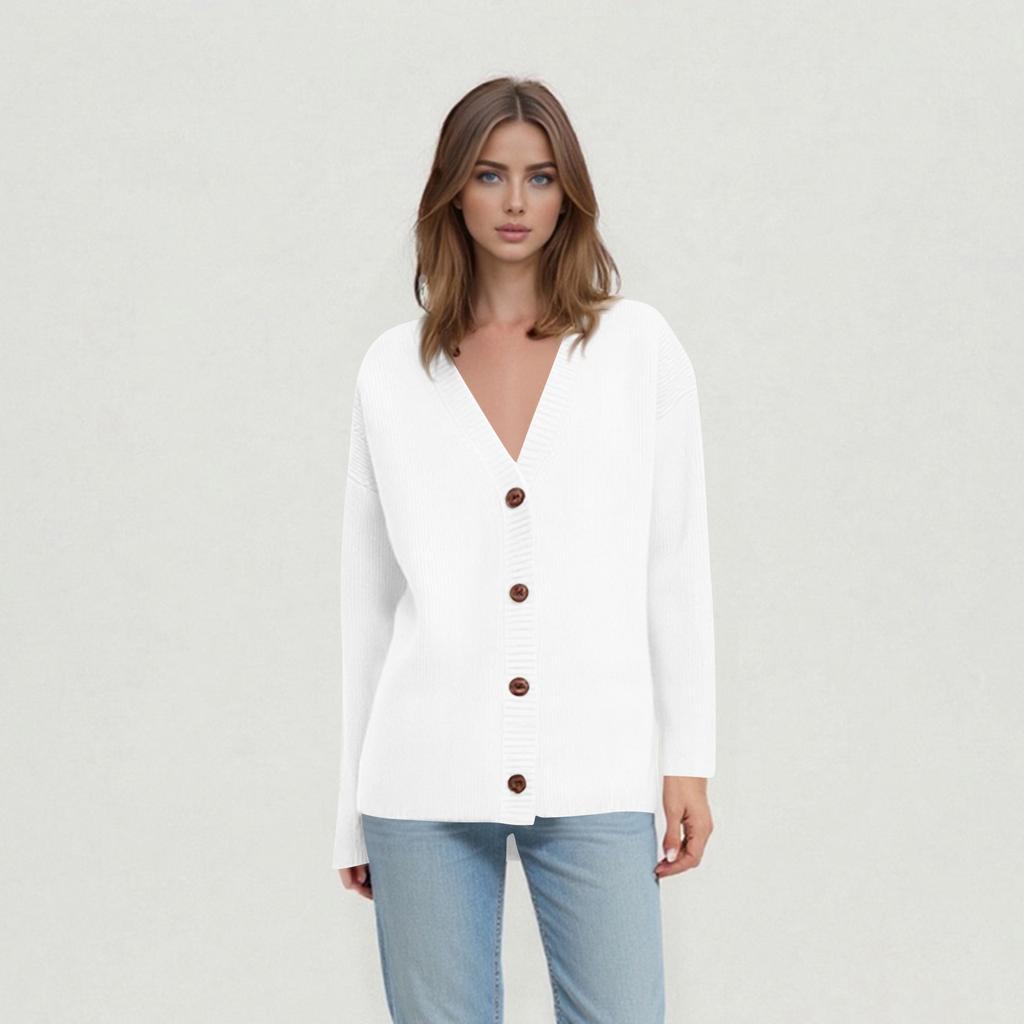 Kvinners avslappede hverdagstopper Strikket cardiganjakke