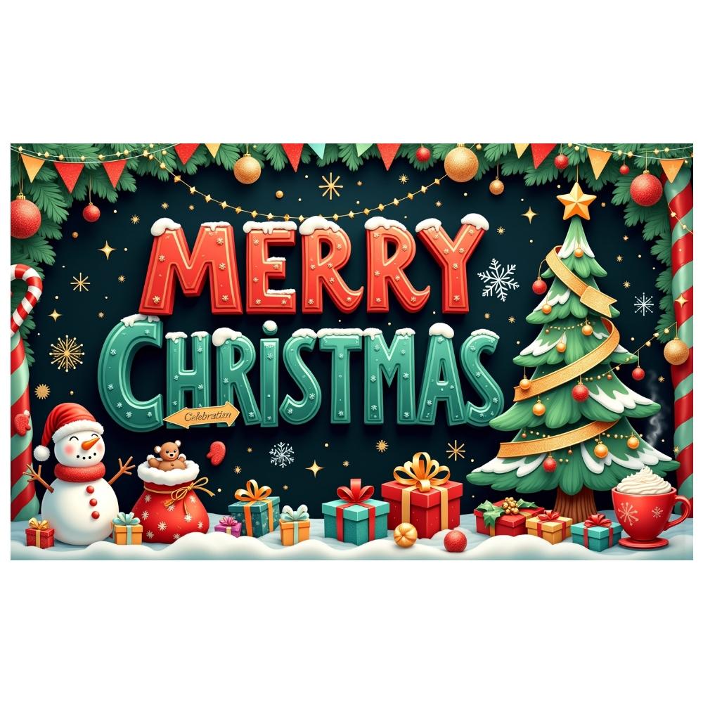 Weihnachtsbanner Winterliches Weihnachtsschmuckbanner Weihnachtsveranstaltungsbanner Schneemannmotiv Für Schulveranstaltung Feiertag Innen