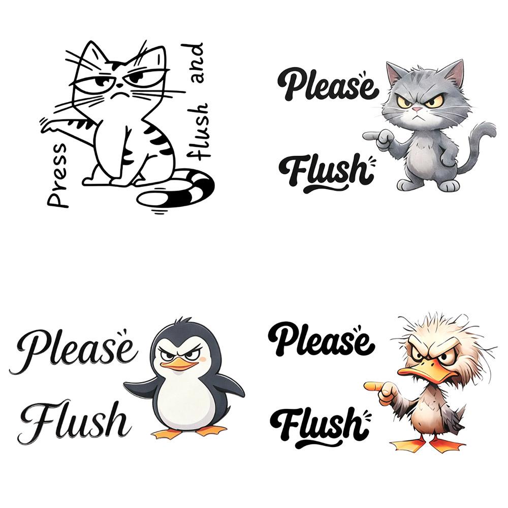 Cartoon Self-adhesive Toilet Sticker PVC Waterproof Wall Sticker Decoration Funny Cartoon Sticke Decorative Stickers