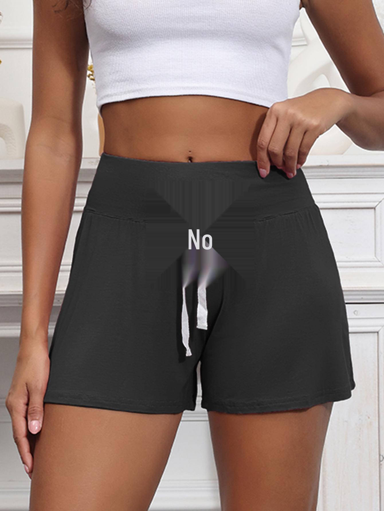 

Wide-Leg Elastic Waist Sports Shorts: Casual Lace-Up Yoga Pants for Women Large