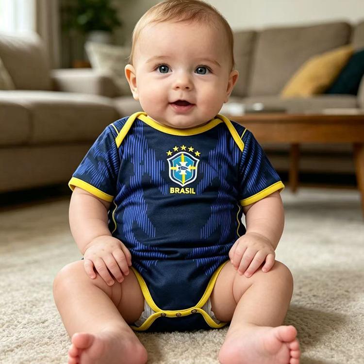 Weltmeisterschaft Brasilien Baby Fußball Krabbelanzug, Fußballtrikot Baby Strampler, Fußball Baby Krabbelanzug
