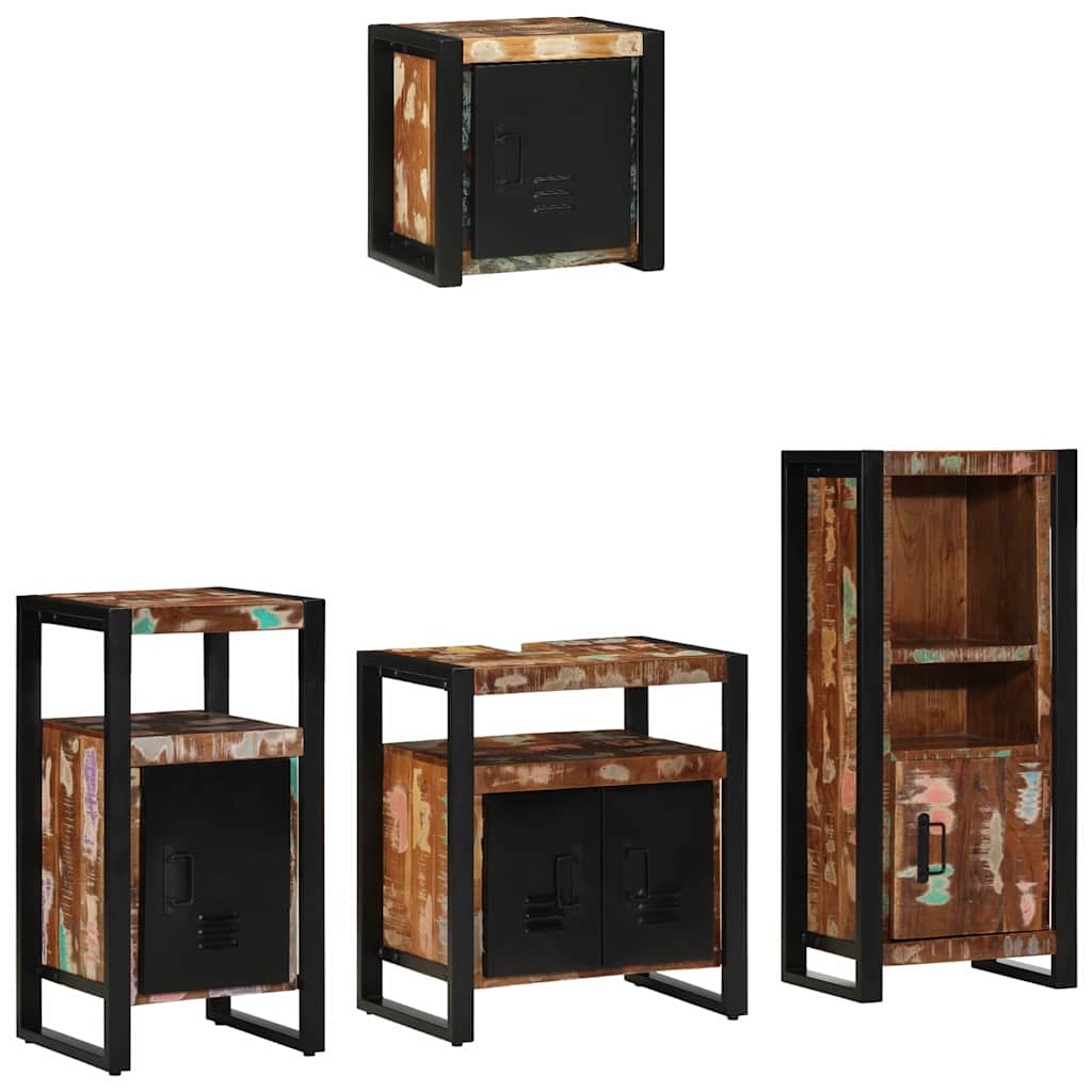 Bathroom Furniture Set with Shelf 4 pcs Solid Reclaimed Wood