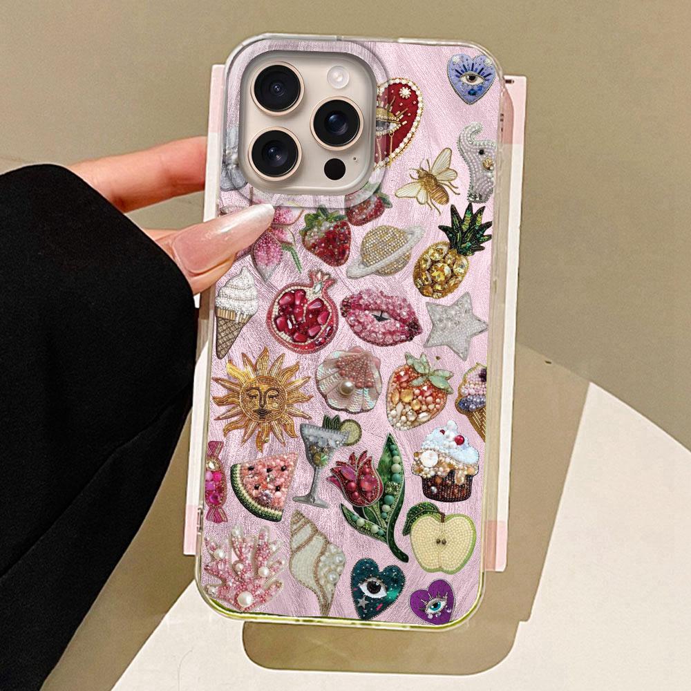 Retro Style Pink Face Sun Stars Women Girls Phone Case for iphone 16 15 14 7 8 Plus 13 11 12 Pro Max X XS XR SE 2022 Back Cover