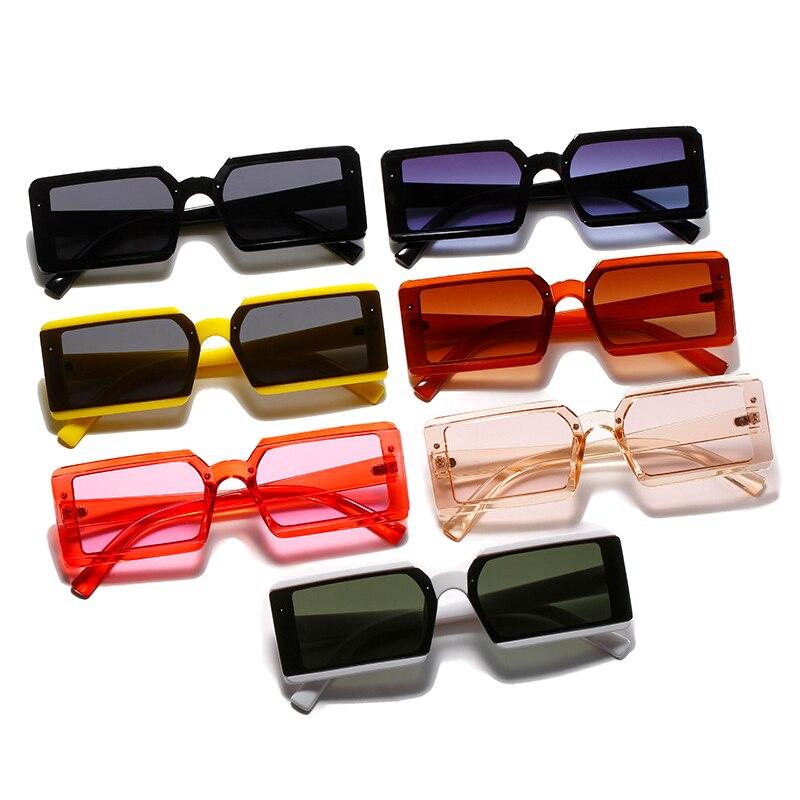 SO&EI Fashion Small Rectangle Sluneční brýle Ženy Retro Candy Barva Odstíny UV400 Muži Trendy Čtvercové červené Šampaňské sluneční brýle