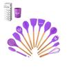 12-Piece Silicone Kitchen Utensil Set with Wooden Handles - Includes Spatula, Slotted Spoon, Frying Spatula, and Baking Tools
