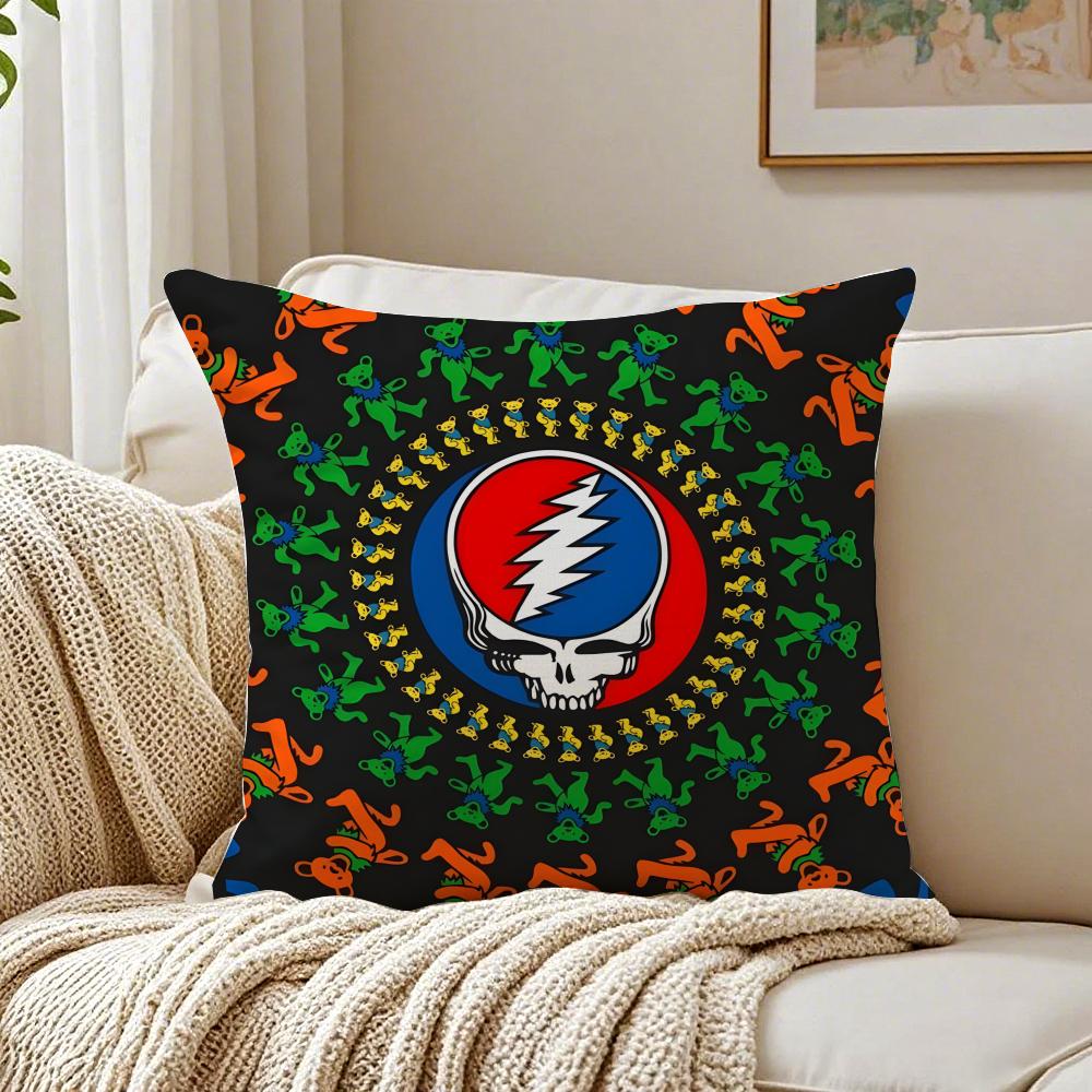 GGrateful Dead Cushion Cover Linen Pillowcase Soft for Sofa Bed Home Room Decor