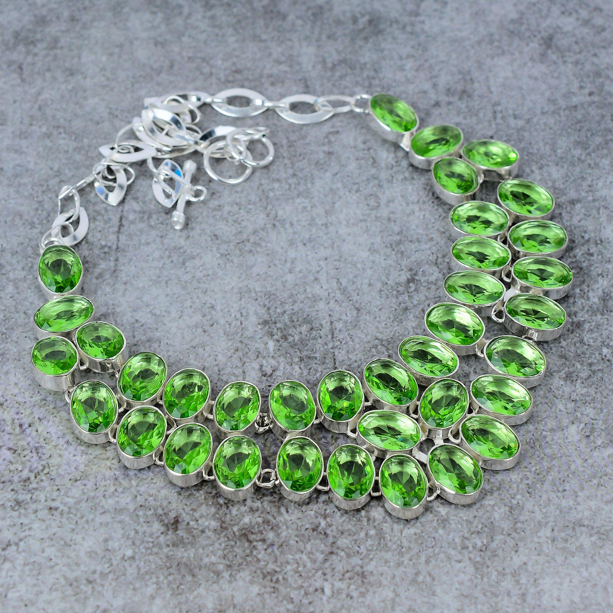 

Peridot Gemstone Handmade 925 Sterling Silver Jewelry Necklace 18 M-332