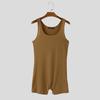 INCERUN Men Sleeveless Solid Color Thin Semi-Sheer Bodysuits Jumpsuits Short Rompers Underwear