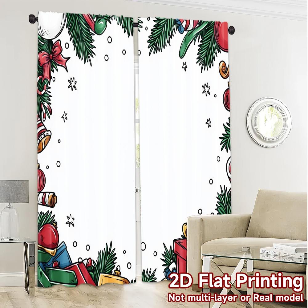 2pcs,Curtains Christmas Tree Ornaments Gifts (5) Modern Creative Curtains Fabric Curtains Versatile All Decorative for Living