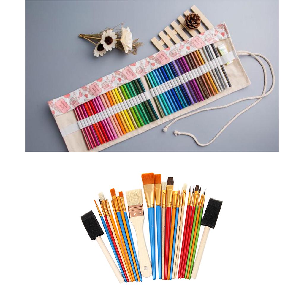 Buy 1xRoll Up Canvas Paint Brush Bag 36 Holes, 25x Artists Oil at affordable prices — free