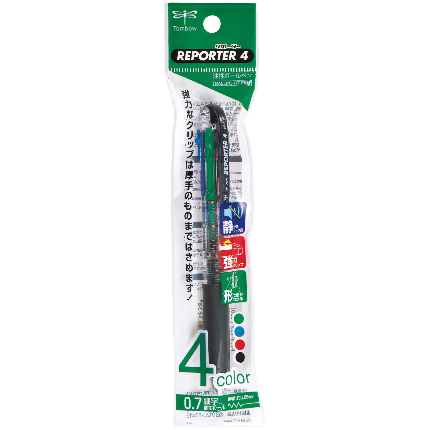 

Tombow Pencil 4 Color Oil Ballpoint Pen Reporter 4 Transparent Pack FCB-132