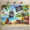 2D Plane - 2D Plane - A 2D background fabric with patterns of pirate ships, treasures, and parrots painted on it