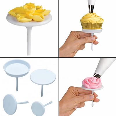 Ledifly 1Set/4PCS Nuovo Sugarcraft Cupcake Cake Stand Glassa Crema Fiore Decorazione Nail Set Strumento