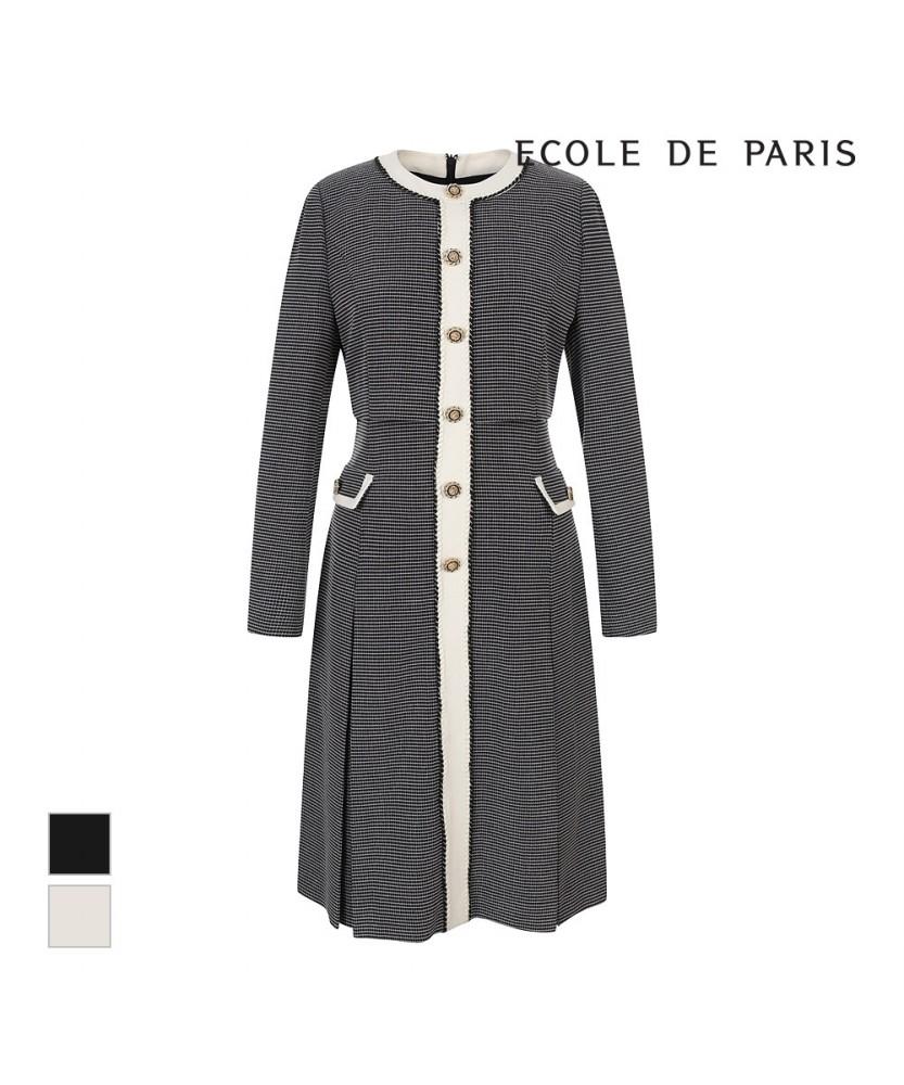 ECOLEDEPARIS Color Block Design Button Dress_Rb3Xwoam13Z
