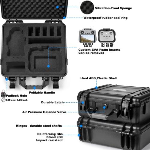 Lekufee DJI Mini 4 Pro Hard Case, Waterproof Storage Case for DJI Mini 4 Pro, DJI Mini 3 Pro, DJI RC, and DJI RC N1 (Hard Case Only)
