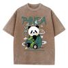 Oversized Women Washed T-Shirts Kawaii Cartoons Panda Printed Tee Shirts Distressed Crewneck Cotton Tees Clothes