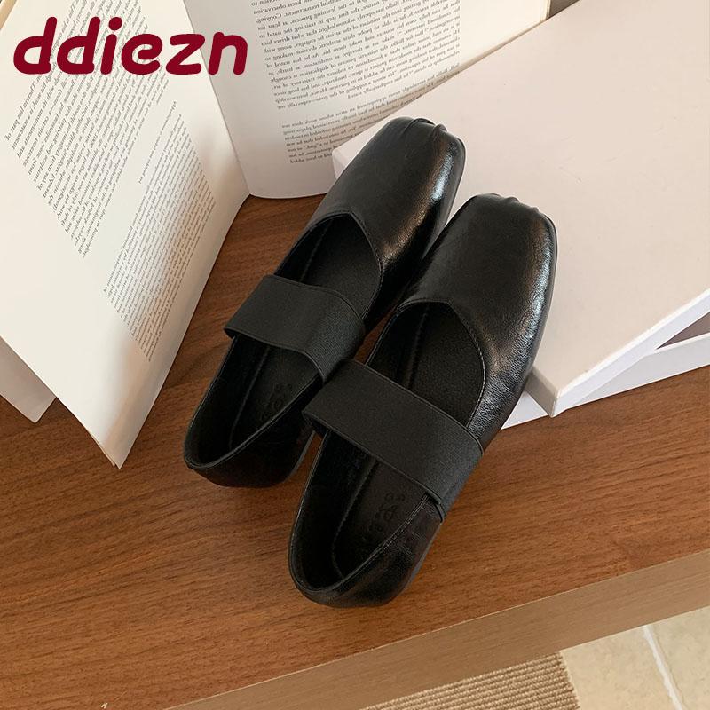 Fashion Fashion Elastic Band Ladies Mary Janes Flats Shoes Casual Female Square Toe Footwear Shallow Women Flats Slip On Shoes