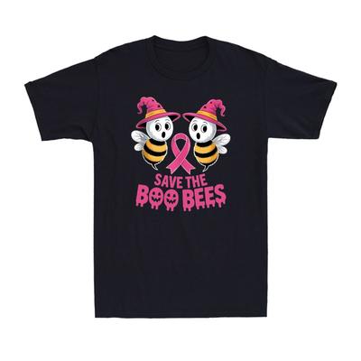 Save The Boo Bees Funny Ghost Bee Breast Cancer Awareness Vintage Unisexs Tshirt