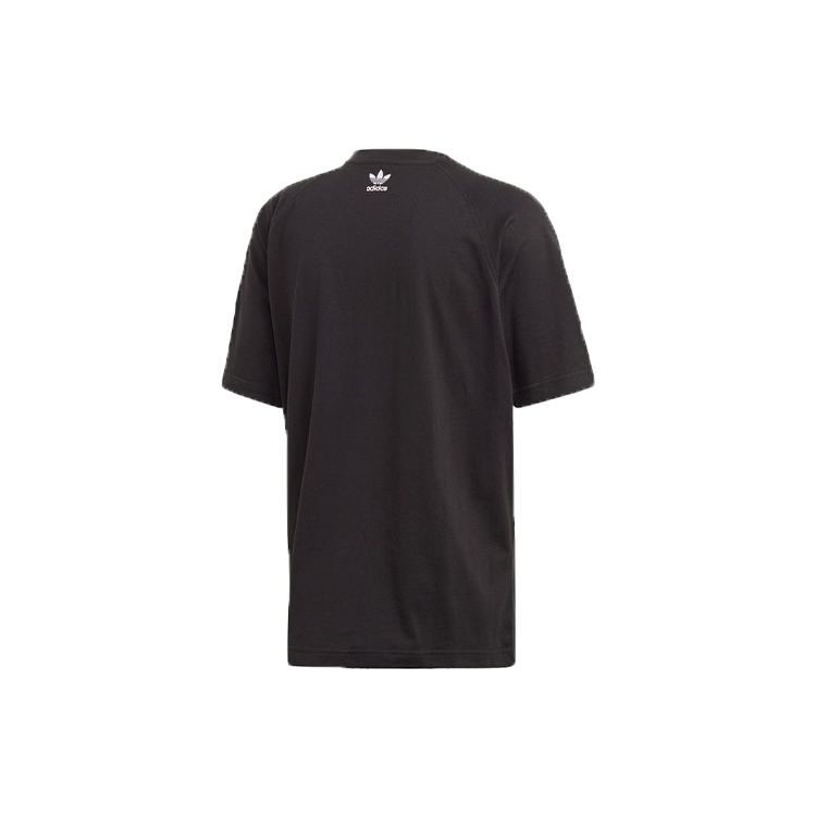 adidas Originals Big Trefoil Boxy T-shirt z nadrukiem oversize Męskie topy Czarny FM9904