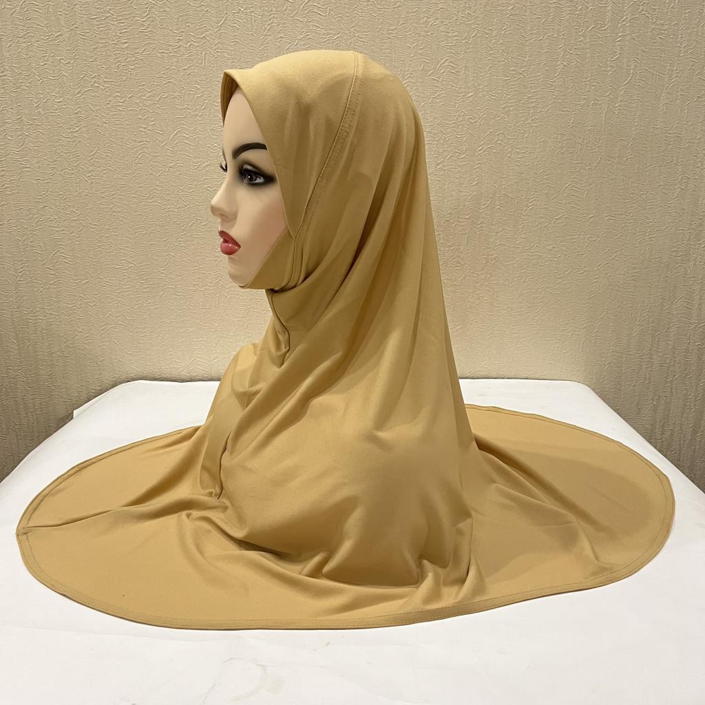 H124 Erwachsene hochwertige große Größe muslimischer Hijab-Schal mit Kinnteil islamische Kopftuch-Hüte Armia zum Überziehen Kopftuch Turbanmützen