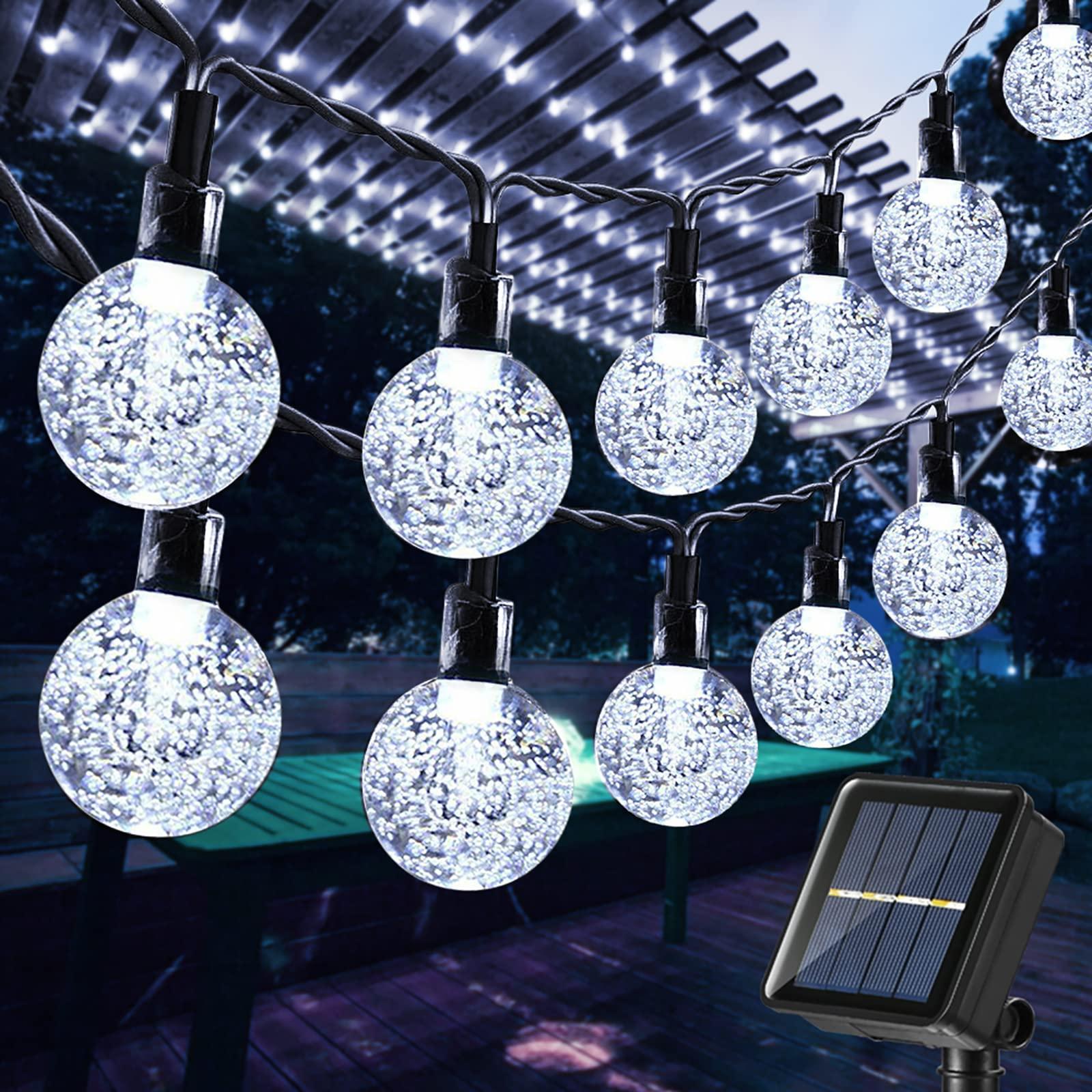 

Солнечные гирлянды на открытом воздухе, 50 светодиодных гирлянд в форме глобуса, водонепроницаемые хрустальные шаровые фонари Солнечные патио с 8 режимами
