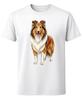 Rough Collie Dog Standing Illustration T-Shirt Herding Dog Lover Unisex Tee